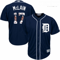 Mens Majestic Detroit Tigers 17 Denny McLain Authentic Navy Blue Team Logo Fashion Cool Base MLB Jersey