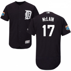 Mens Majestic Detroit Tigers 17 Denny McLain Navy Blue Alternate Flex Base Authentic Collection MLB Jersey 
