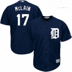 Mens Majestic Detroit Tigers 17 Denny McLain Replica Navy Blue Alternate Cool Base MLB Jersey
