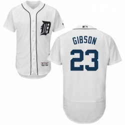 Mens Majestic Detroit Tigers 23 Kirk Gibson White Home Flex Base Authentic Collection MLB Jersey