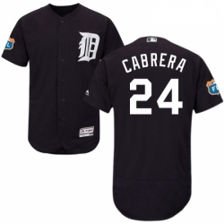 Mens Majestic Detroit Tigers 24 Miguel Cabrera Navy Blue Alternate Flex Base Authentic Collection MLB Jersey