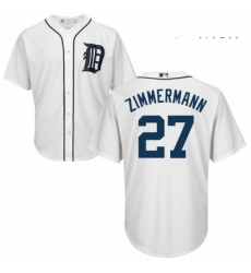 Mens Majestic Detroit Tigers 27 Jordan Zimmermann Replica White Home Cool Base MLB Jersey