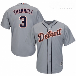 Mens Majestic Detroit Tigers 3 Alan Trammell Replica Grey Road Cool Base MLB Jersey