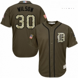 Mens Majestic Detroit Tigers 30 Alex Wilson Authentic Green Salute to Service MLB Jersey 