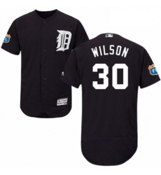 Mens Majestic Detroit Tigers 30 Alex Wilson Navy Blue Alternate Flex Base Authentic Collection MLB Jersey