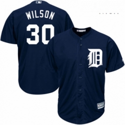 Mens Majestic Detroit Tigers 30 Alex Wilson Replica Navy Blue Alternate Cool Base MLB Jersey 