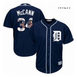 Mens Majestic Detroit Tigers 34 James McCann Authentic Navy Blue Team Logo Fashion Cool Base MLB Jersey