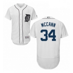 Mens Majestic Detroit Tigers 34 James McCann White Home Flex Base Authentic Collection MLB Jersey