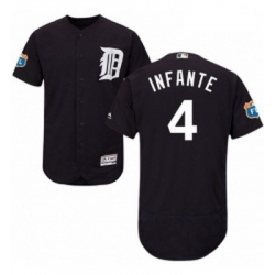 Mens Majestic Detroit Tigers 4 Omar Infante Navy Blue Flexbase Authentic Collection MLB Jersey