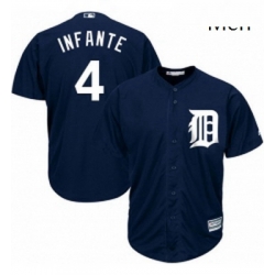 Mens Majestic Detroit Tigers 4 Omar Infante Replica Navy Blue Alternate Cool Base MLB Jersey