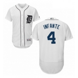 Mens Majestic Detroit Tigers 4 Omar Infante White Flexbase Authentic Collection MLB Jersey