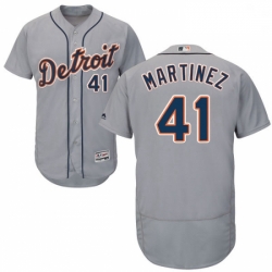 Mens Majestic Detroit Tigers 41 Victor Martinez Grey Road Flex Base Authentic Collection MLB Jersey