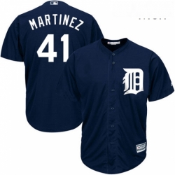 Mens Majestic Detroit Tigers 41 Victor Martinez Replica Navy Blue Alternate Cool Base MLB Jersey