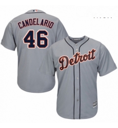 Mens Majestic Detroit Tigers 46 Jeimer Candelario Replica Grey Road Cool Base MLB Jersey 