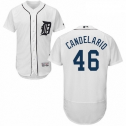 Mens Majestic Detroit Tigers 46 Jeimer Candelario White Home Flex Base Authentic Collection MLB Jersey