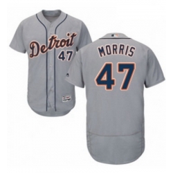 Mens Majestic Detroit Tigers 47 Jack Morris Grey Road Flex Base Authentic Collection MLB Jersey