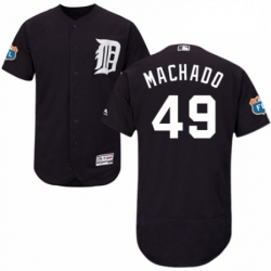 Mens Majestic Detroit Tigers 49 Dixon Machado Navy Blue Alternate Flex Base Authentic Collection MLB Jersey