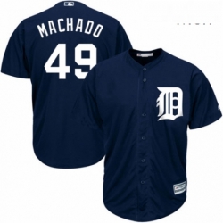 Mens Majestic Detroit Tigers 49 Dixon Machado Replica Navy Blue Alternate Cool Base MLB Jersey 