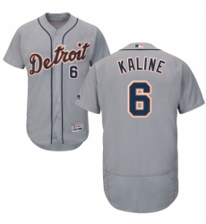 Mens Majestic Detroit Tigers 6 Al Kaline Grey Road Flex Base Authentic Collection MLB Jersey