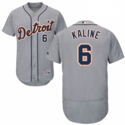 Mens Majestic Detroit Tigers 6 Al Kaline Grey Road Flex Base Authentic Collection MLB Jersey