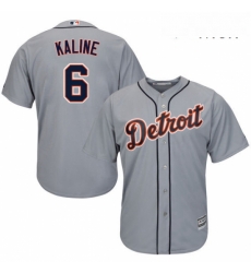 Mens Majestic Detroit Tigers 6 Al Kaline Replica Grey Road Cool Base MLB Jersey