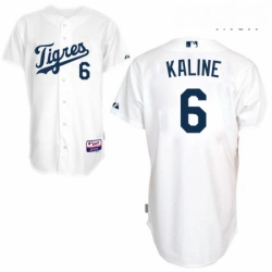 Mens Majestic Detroit Tigers 6 Al Kaline Replica White Los Tigres MLB Jersey