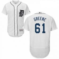 Mens Majestic Detroit Tigers 61 Shane Greene White Home Flex Base Authentic Collection MLB Jersey