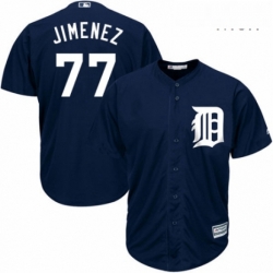 Mens Majestic Detroit Tigers 77 Joe Jimenez Replica Navy Blue Alternate Cool Base MLB Jersey 