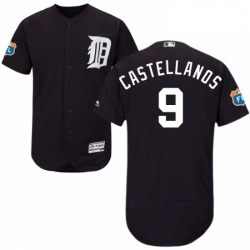Mens Majestic Detroit Tigers 9 Nick Castellanos Navy Blue Alternate Flex Base Authentic Collection MLB Jersey