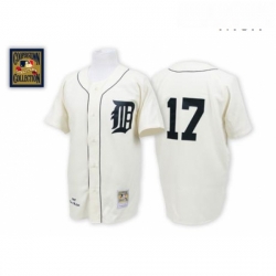 Mens Mitchell and Ness Detroit Tigers 17 Denny Mclain Authentic White Throwback MLB Jersey