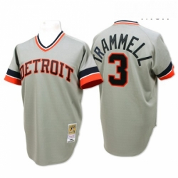 Mens Mitchell and Ness Detroit Tigers 3 Alan Trammell Replica Grey Throwback MLB Jersey