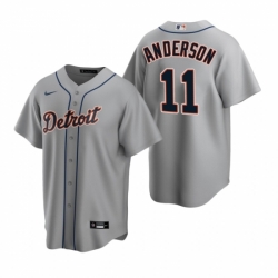 Mens Nike Detroit Tigers 11 Sparky Anderson Gray Road Stitched Baseball Jersey