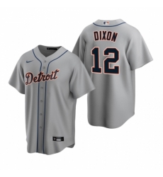 Mens Nike Detroit Tigers 12 Brandon Dixon Gray Road Stitched Baseball Jersey
