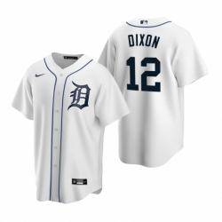 Mens Nike Detroit Tigers 12 Brandon Dixon White Home Stitched Baseball Jersey