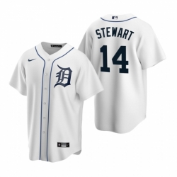 Mens Nike Detroit Tigers 14 Christin Stewart White Home Stitched Baseball Jersey