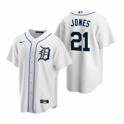 Mens Nike Detroit Tigers 21 JaCoby Jones White Home Stitched Baseball Jersey