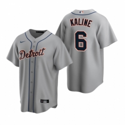Mens Nike Detroit Tigers 6 Al Kaline Gray Road Stitched Baseball Jerse