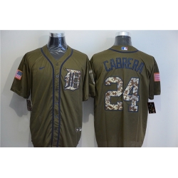 Tigers 24 Miguel Cabrera Olive 2020 Nike Cool Base Jersey
