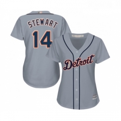 Womens Detroit Tigers 14 Christin Stewart Replica Grey Road Cool Base Baseball Jersey 