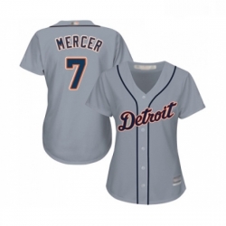 Womens Detroit Tigers 7 Jordy Mercer Replica Grey Road Cool Base Baseball Jersey 
