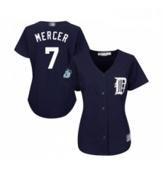 Womens Detroit Tigers 7 Jordy Mercer Replica Navy Blue Alternate Cool Base Baseball Jersey 