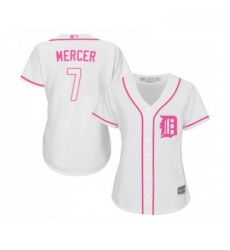 Womens Detroit Tigers 7 Jordy Mercer Replica White Fashion Cool Base Baseball Jersey 