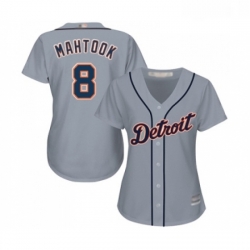 Womens Detroit Tigers 8 Mikie Mahtook Authentic Grey Road Cool Base Baseball Jersey 
