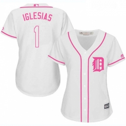 Womens Majestic Detroit Tigers 1 Jose Iglesias Replica White Fashion Cool Base MLB Jersey