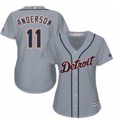 Womens Majestic Detroit Tigers 11 Sparky Anderson Replica Grey Road Cool Base MLB Jersey 
