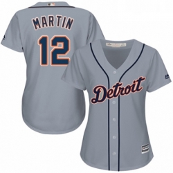 Womens Majestic Detroit Tigers 12 Leonys Martin Authentic Grey Road Cool Base MLB Jersey 