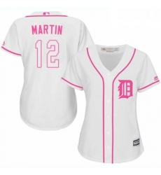 Womens Majestic Detroit Tigers 12 Leonys Martin Replica White Fashion Cool Base MLB Jersey 