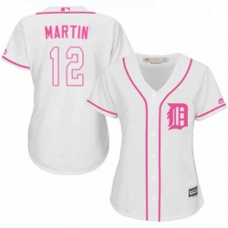 Womens Majestic Detroit Tigers 12 Leonys Martin Replica White Fashion Cool Base MLB Jersey 