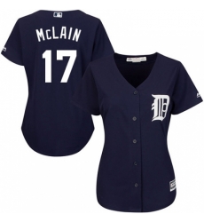 Womens Majestic Detroit Tigers 17 Denny McLain Authentic Navy Blue Alternate Cool Base MLB Jersey
