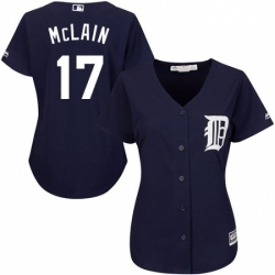 Womens Majestic Detroit Tigers 17 Denny McLain Authentic Navy Blue Alternate Cool Base MLB Jersey